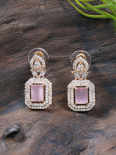 High Quality Pink American Diamond Earrings Set - Steorra Jewels
