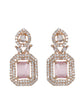 High Quality Pink American Diamond Earrings Set - Steorra Jewels