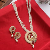 Indian Bollywood Traditional Gold Tone Plated Bridal Wedding Set of Princess Necklaces Dangle Earrings Jewellery - Steorra Jewels
