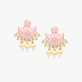 Jaipuri Baby Pink Long Kundan Necklace - Steorra Jewels