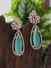 Light Green American Diamond Earring Set - Steorra Jewels