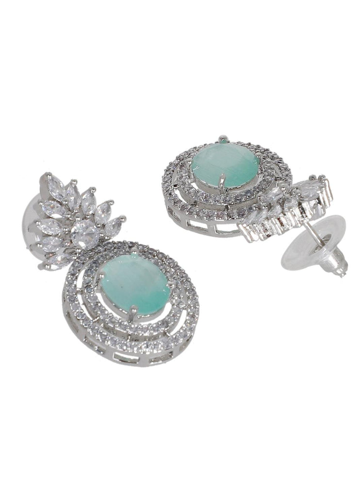Light Green American Diamond Earrings Set - Steorra Jewels
