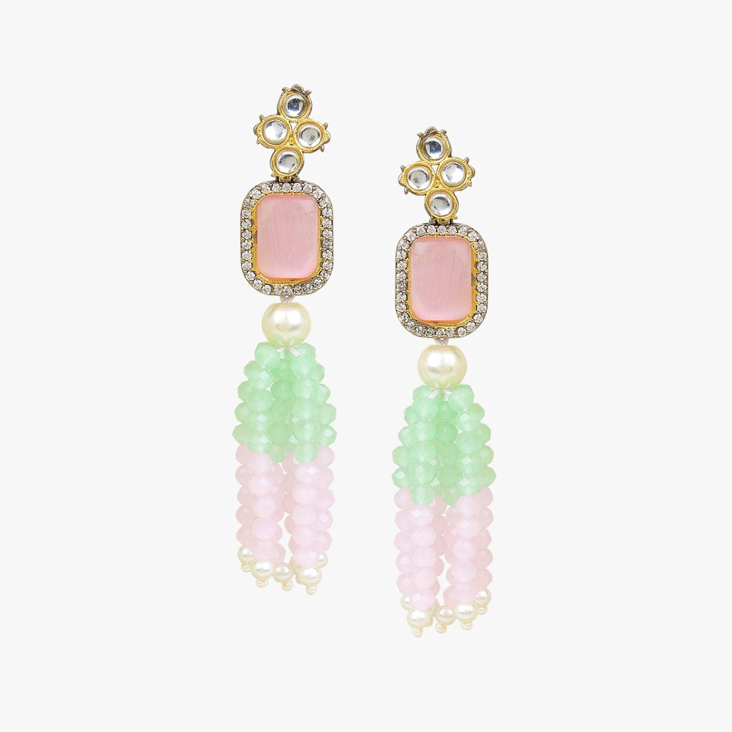 Multi Color Jaipuri Long Kundan Necklace - Steorra Jewels