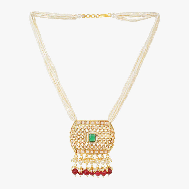 Multi Color Long Kundan Necklace Set - Steorra Jewels