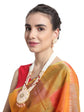Peach Jaipuri Long Kundan Necklace - Steorra Jewels