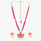 Pink Jaipuri Long Kundan Necklace Set - Steorra Jewels