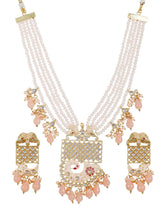 Pink Jaipuri Long Kundan Necklace - Steorra Jewels