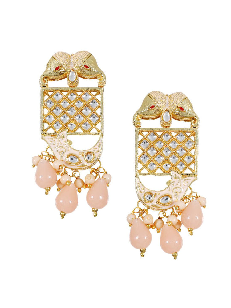 Pink Jaipuri Long Kundan Necklace - Steorra Jewels