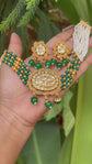 Elegant & Stylish Antique Gold Plated Green-Color Choker Necklace Set for Women & Girls.