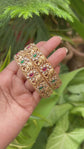 Brides Maid Antique Gold Plated Kundan Bangle Set In Red & Green Stone Traditional Elegant Jewelry For Women & Girls.