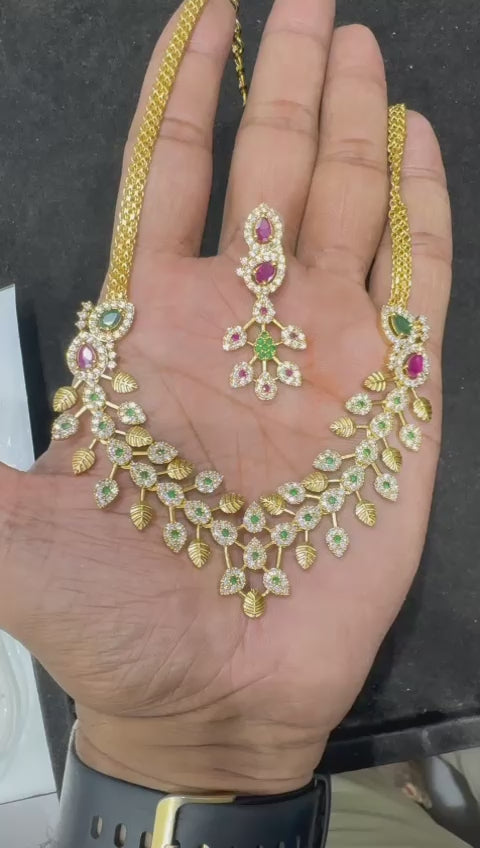 American Diamond Multi Jadau Necklace