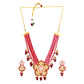 Red Jaipuri Long Necklace Set - Steorra Jewels