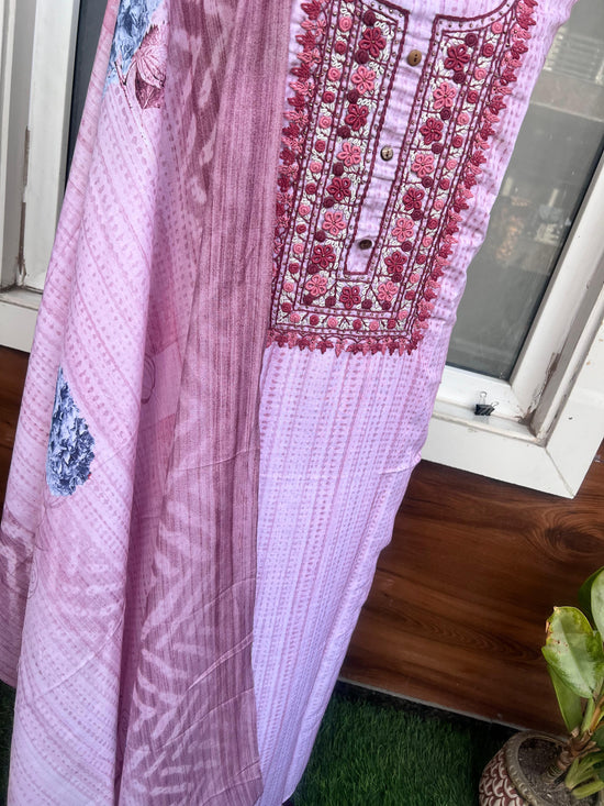 Pure Cotton Suit With Hand Embroidery & Cotton Dupatta (Item No.012607)