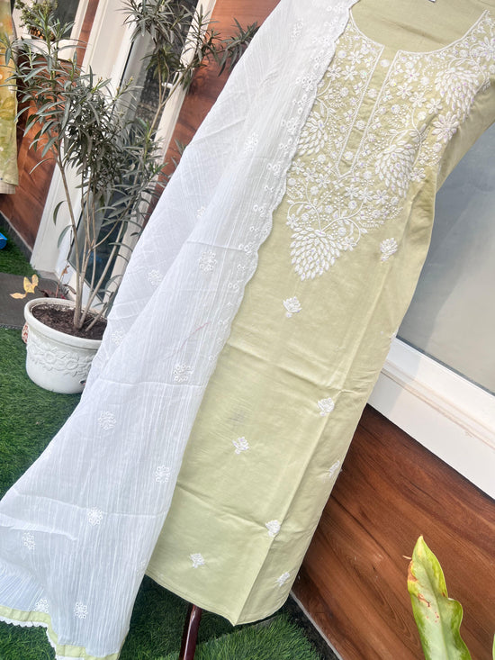 Pure Cotton Suit With Hand Embroidery & Pure Cotton Dupatta (Item No.015002)