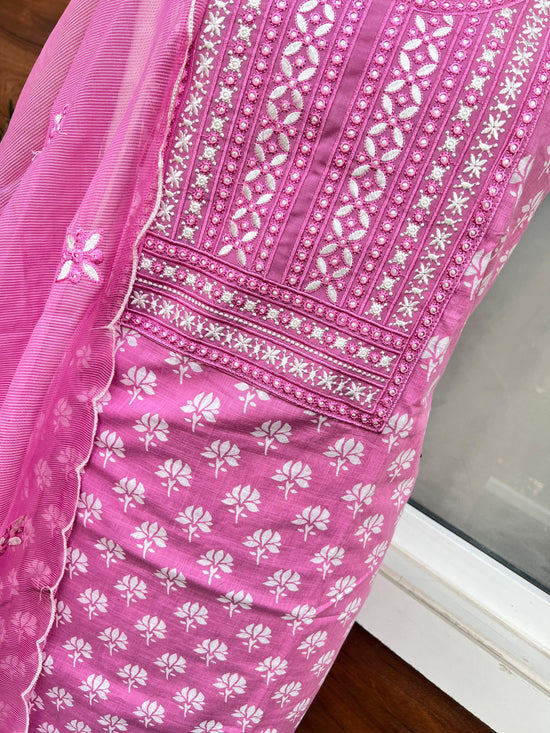 Pure Cotton Suit With Hand Embroidery & Kota Doriya Dupatta(Item no.011618)