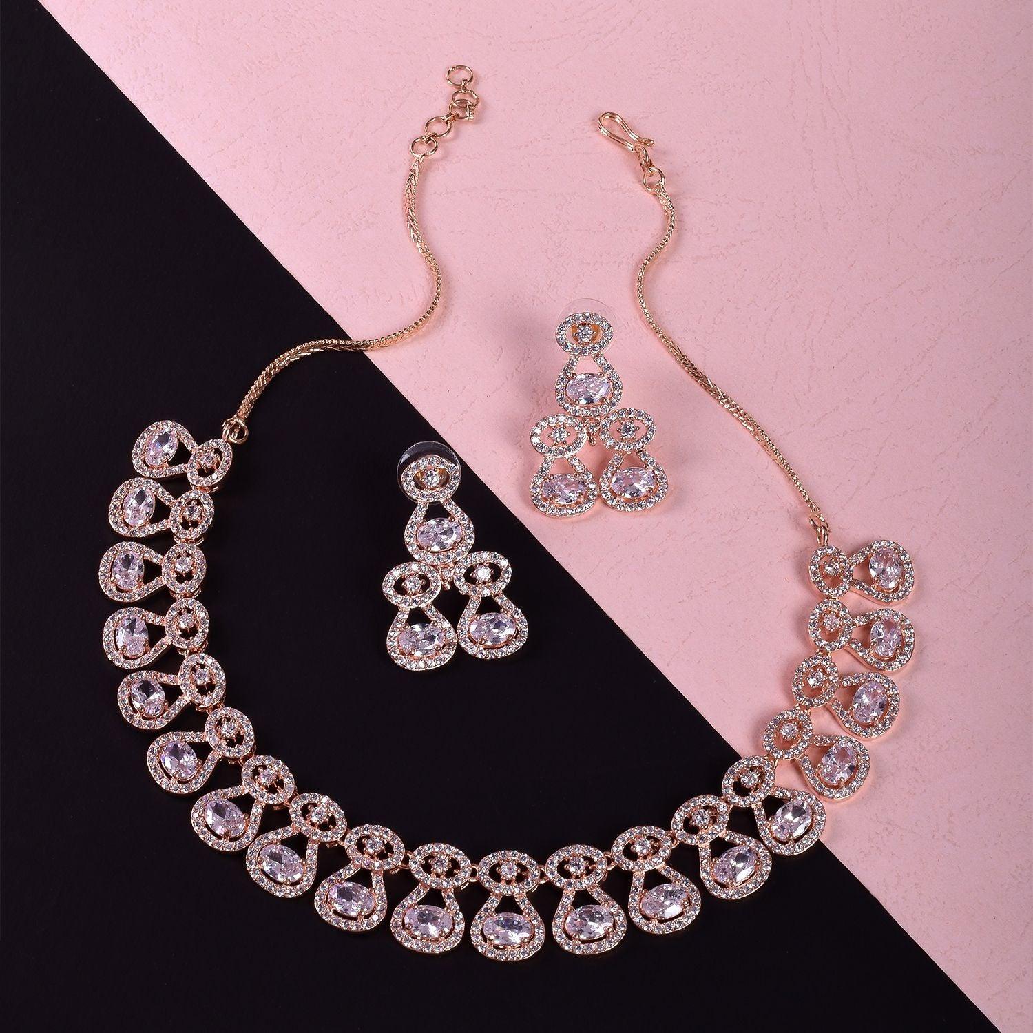 Buy Diamante Necklace & Pierced Drop Earring Set Online in UK
