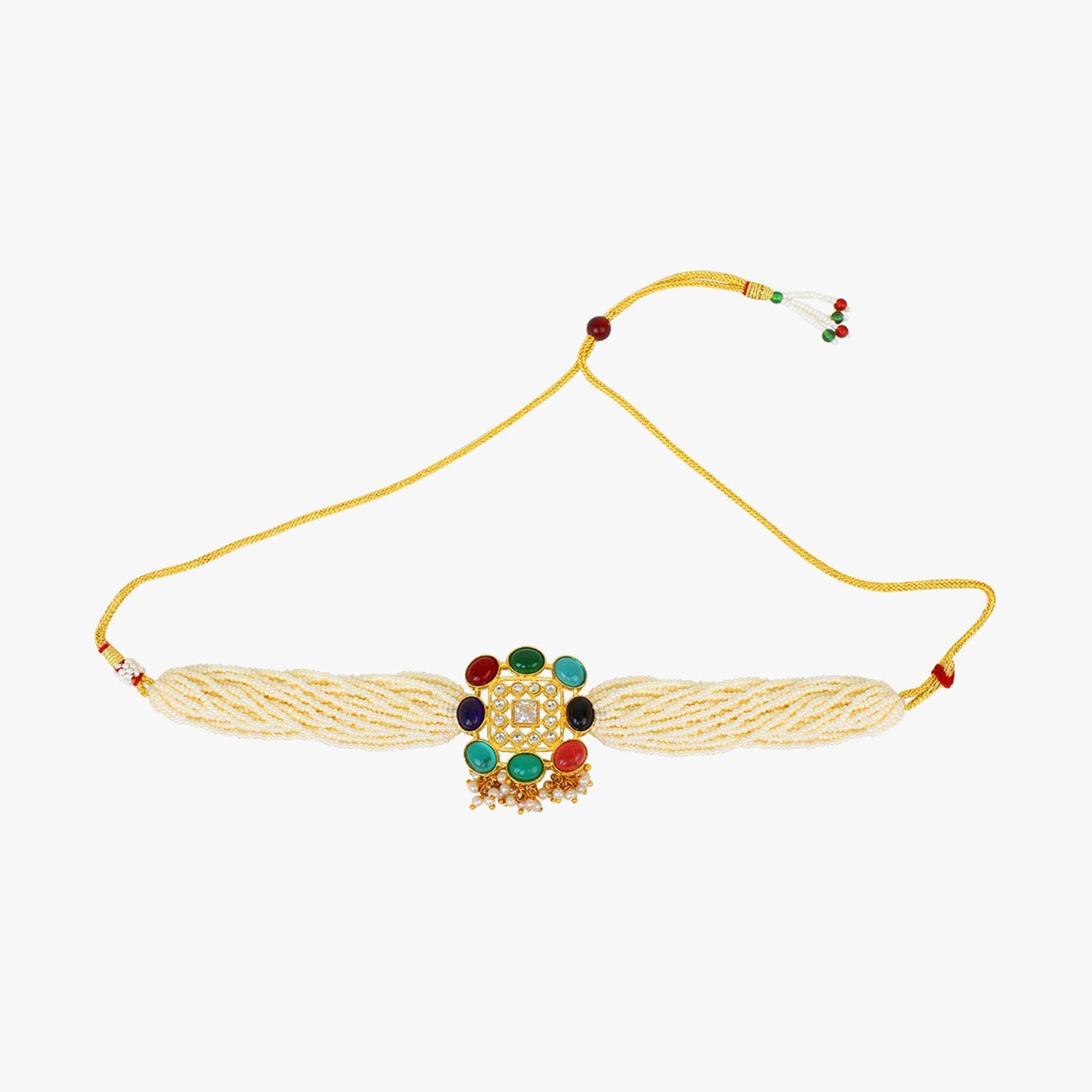 Traditional Wedding Style Multicolor Choker Necklace Set - Steorra Jewels