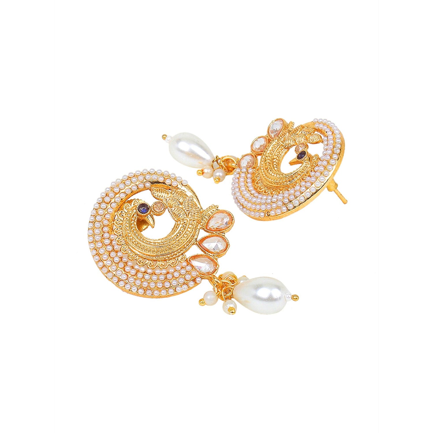 White Jaipuri Long Kundan Necklace Set - Steorra Jewels