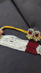 Traditional Crystal Shine Pearl Kundan Choker Necklace Set