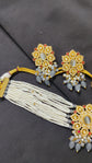 Traditional Kundan White Pearl Choker Necklace Set