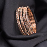 American Diamond Golden Stone Bangle Set - Steorra Jewels