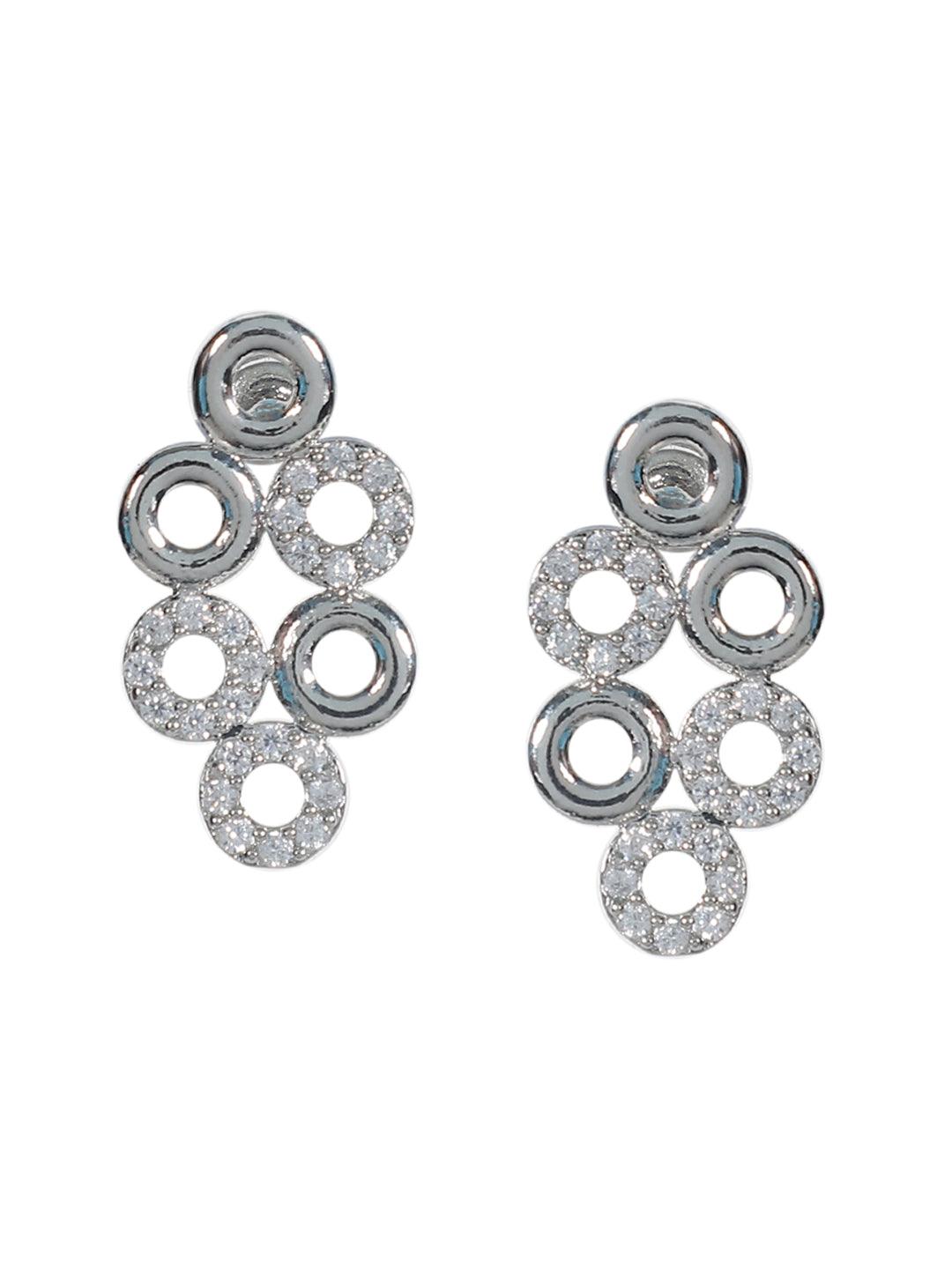 American Diamond Silver Stud Earring - Steorra Jewels