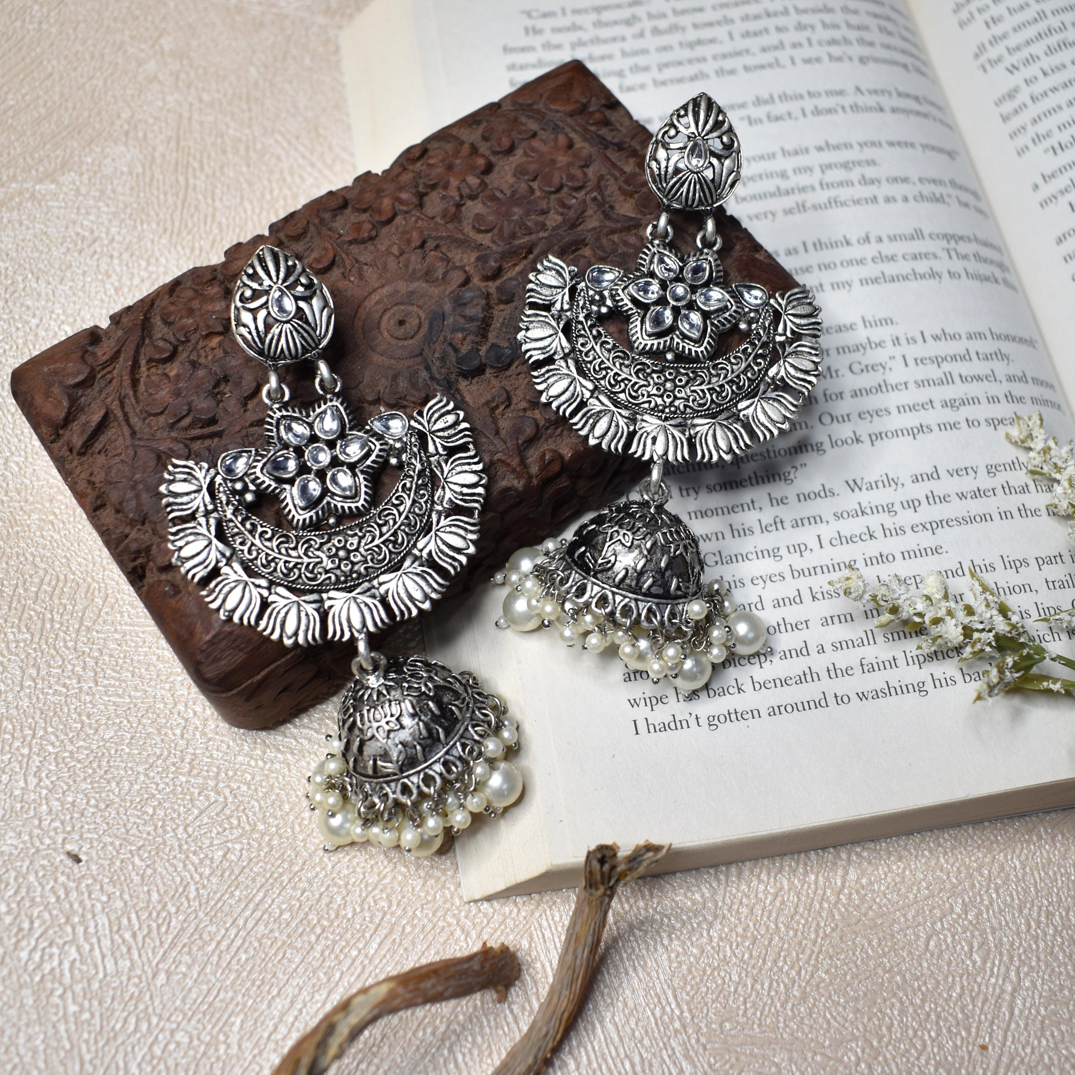 Brass Material Mix German Silver Earrings Online at Rs 129/pair in Jaipur