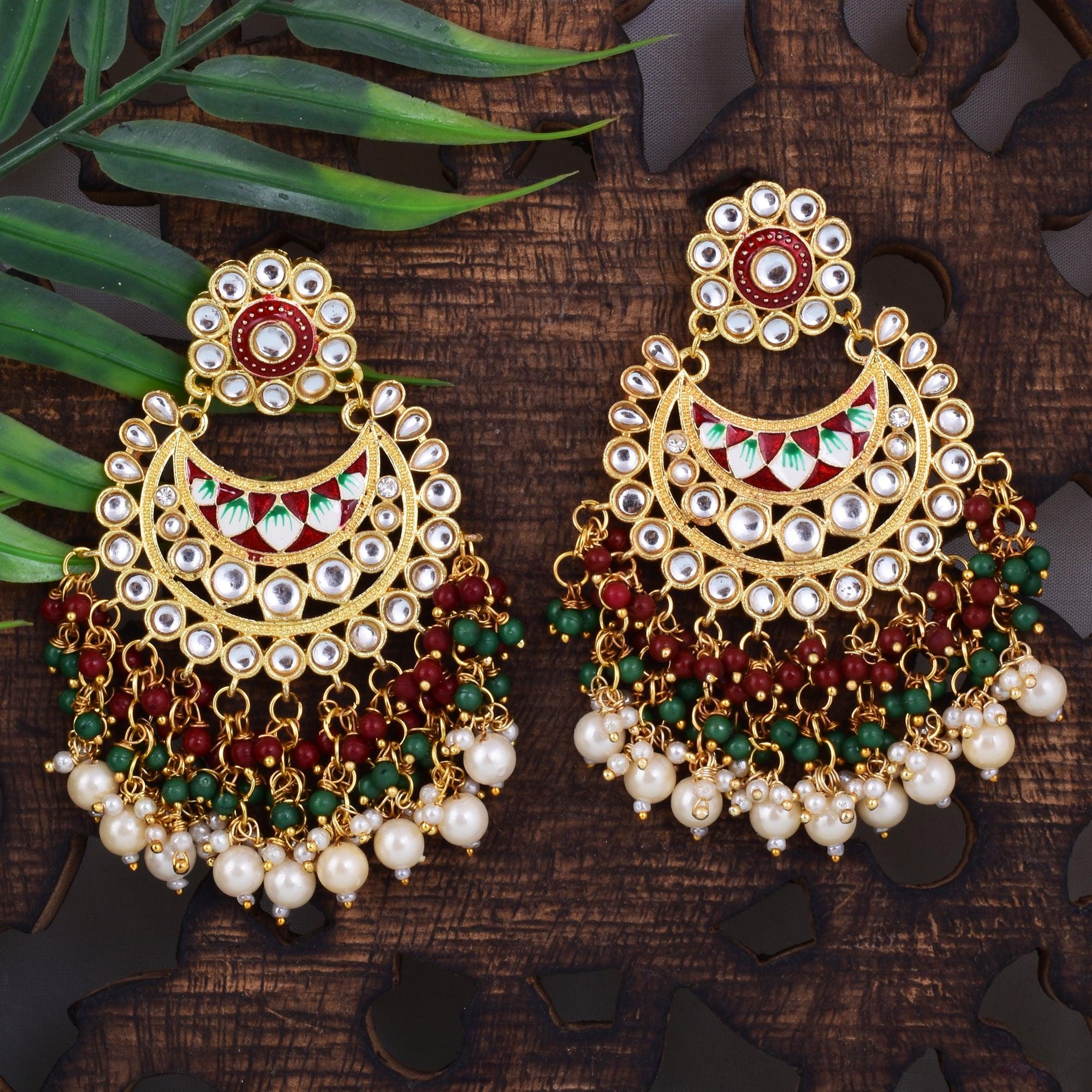 Antique Chandelier earring & Tikka Set - PRAJANA | Indian Jewellery UK USA