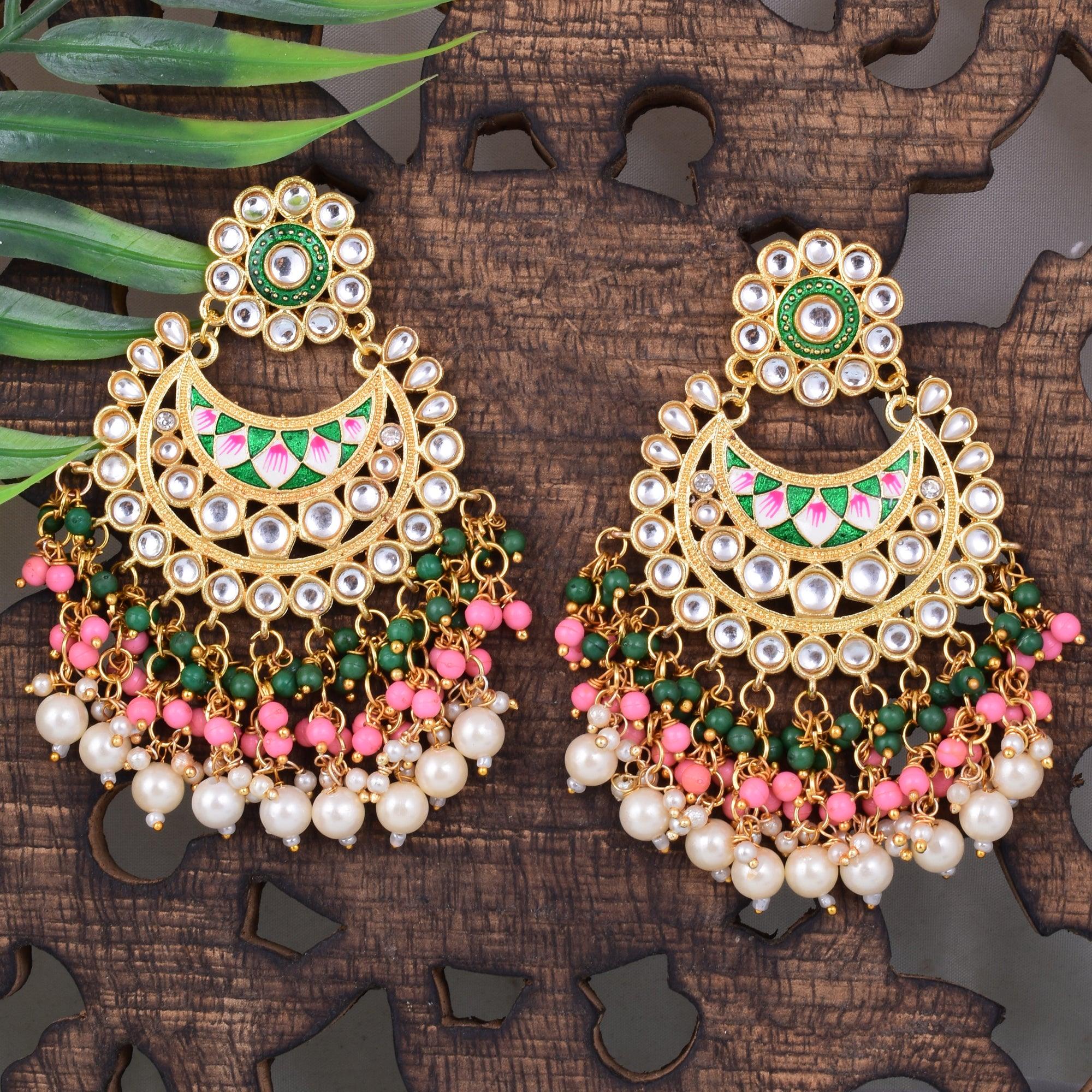 PRIVIU Studio Gold Plated Small Hoop Earrings Jhumka Style with Colorful  Beads | Priviu