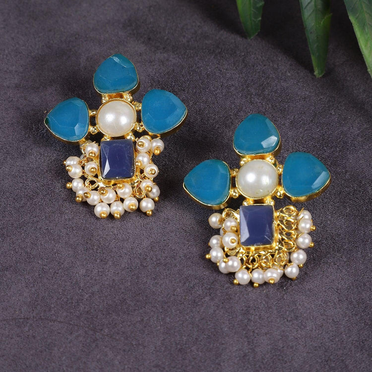 Designer Style Multicolor Pearl Studs Earrings for Women - Steorra Jewels