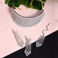 Elegant American Diamond Studded White Necklace Set - Steorra Jewels