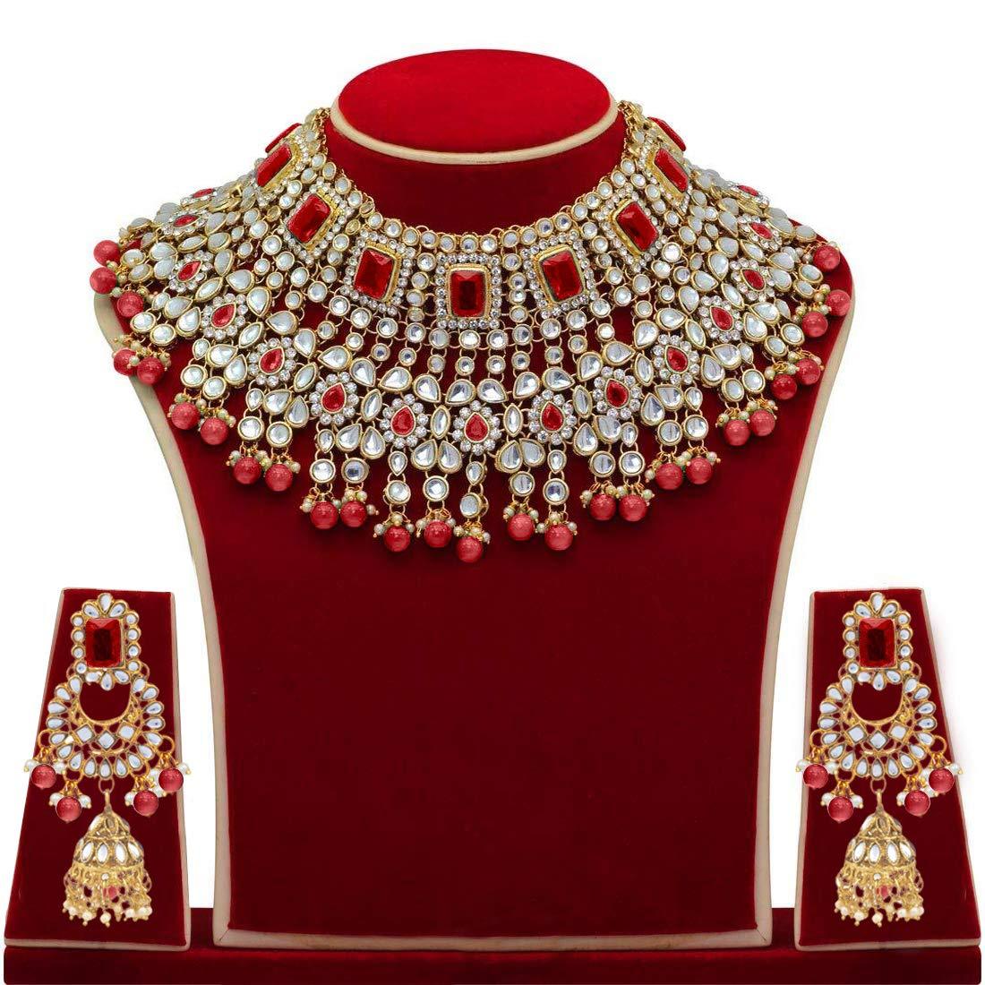 steorra jewels Red Studded Bridal Set