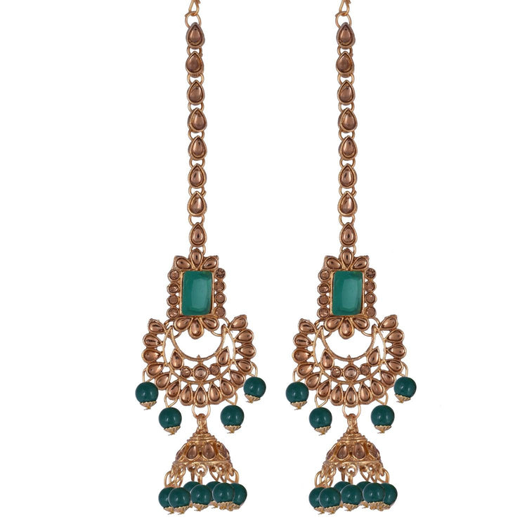 Gold Plated Green Kundan Bridal Jewellery Set