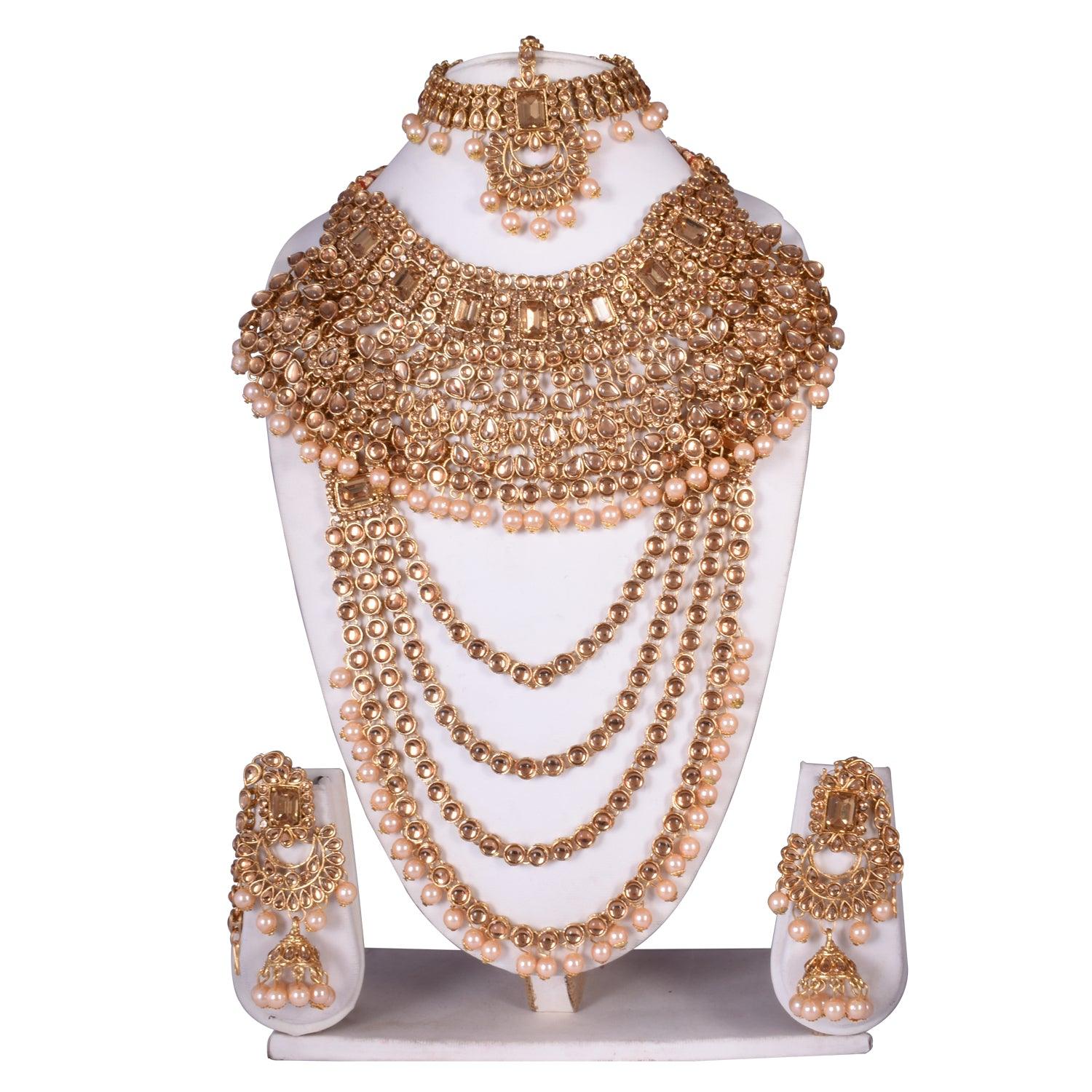 Buy Gold Jewelry Set CZ Wedding Necklace Set Bridal Jewelry Online in India   Etsy