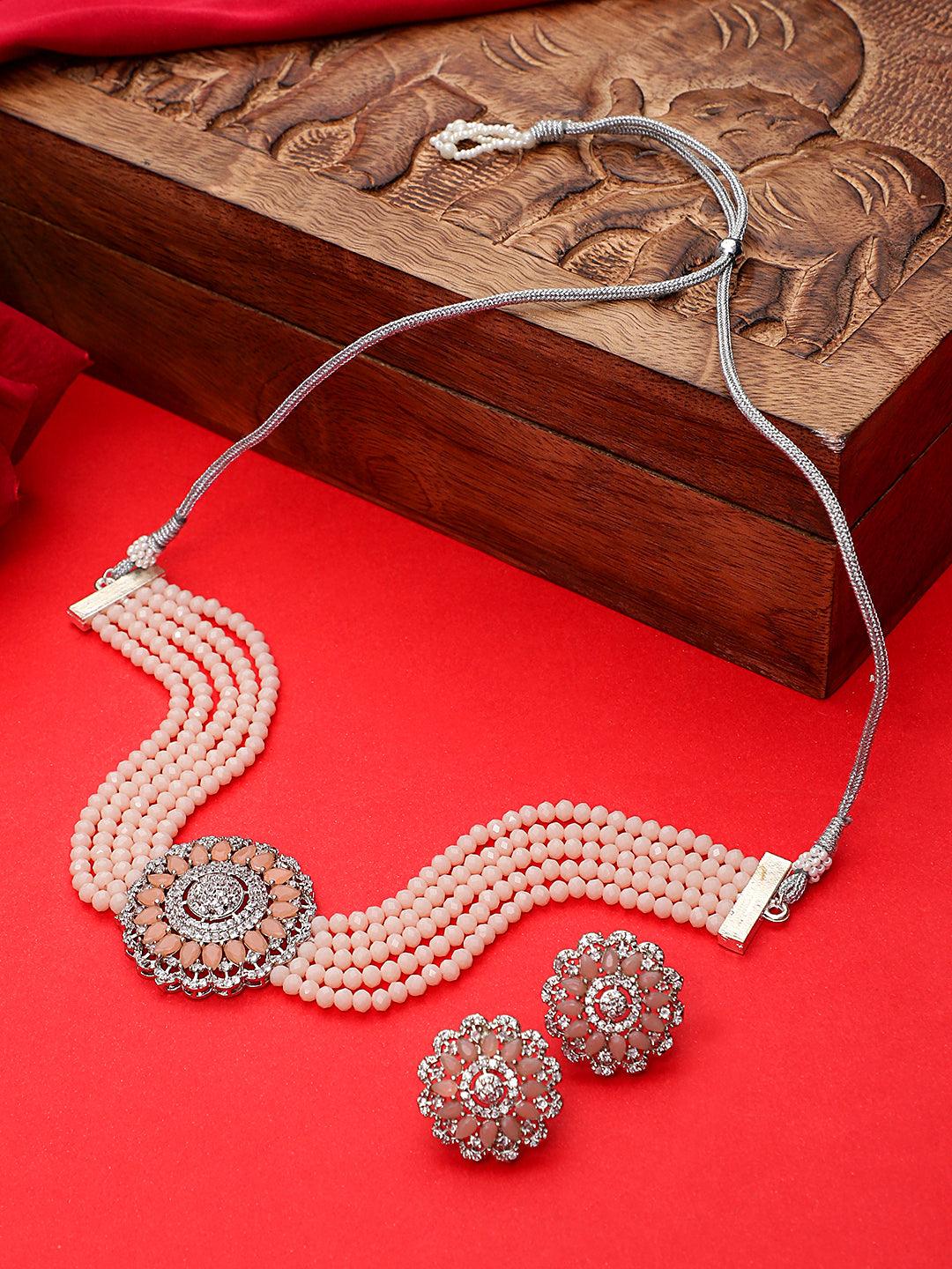 Ethnic Jaipuri Choker with Beads Moti mala Necklace - Steorra Jewels