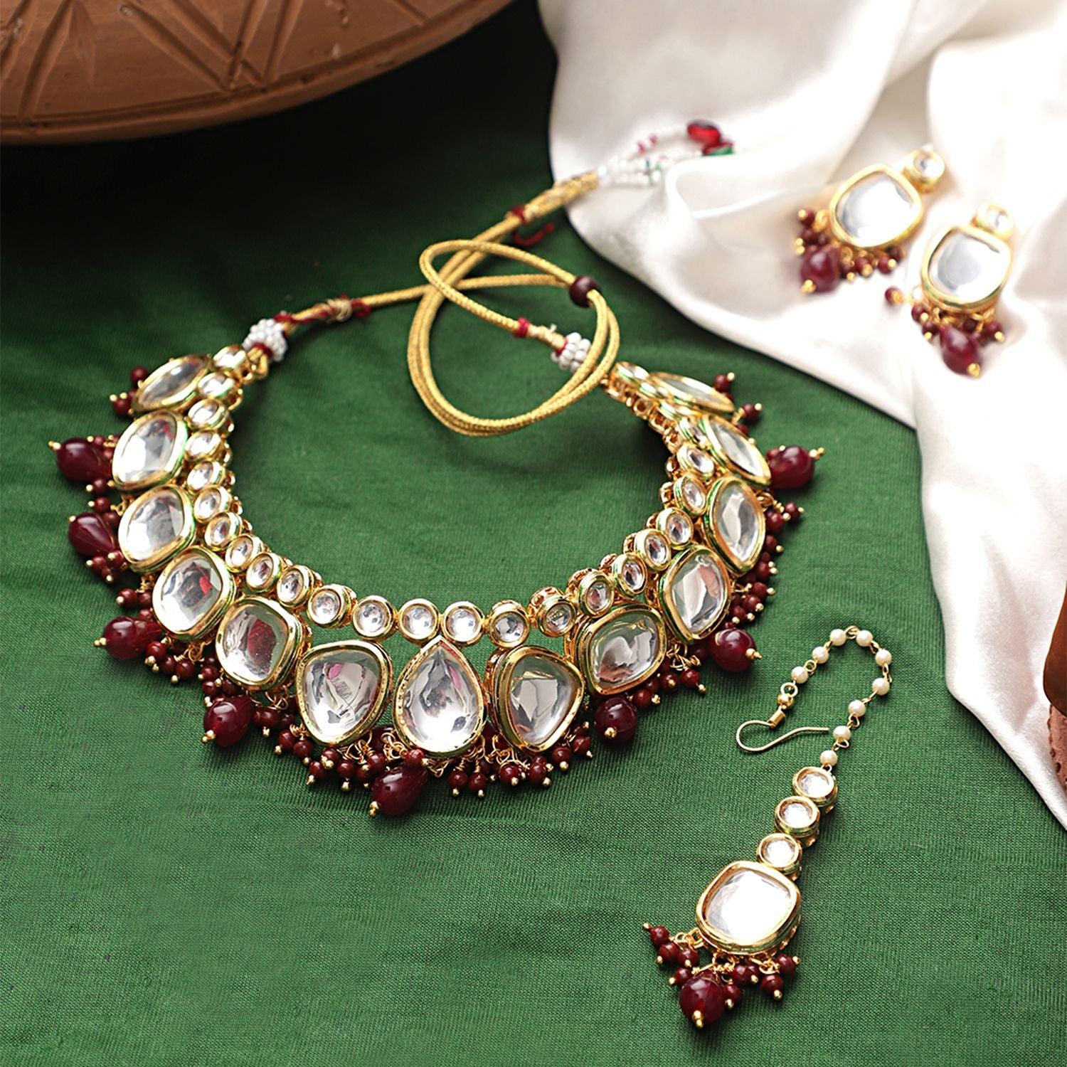 Ethnic Kundan Heavy Wedding Look Necklace Choker Set - Steorra Jewels