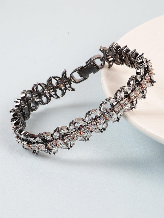 Exclusive AD Stone Black Tone Chain Bracelet - Steorra Jewels