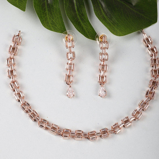 Exclusive American Diamond Choker Necklace Set - Steorra Jewels