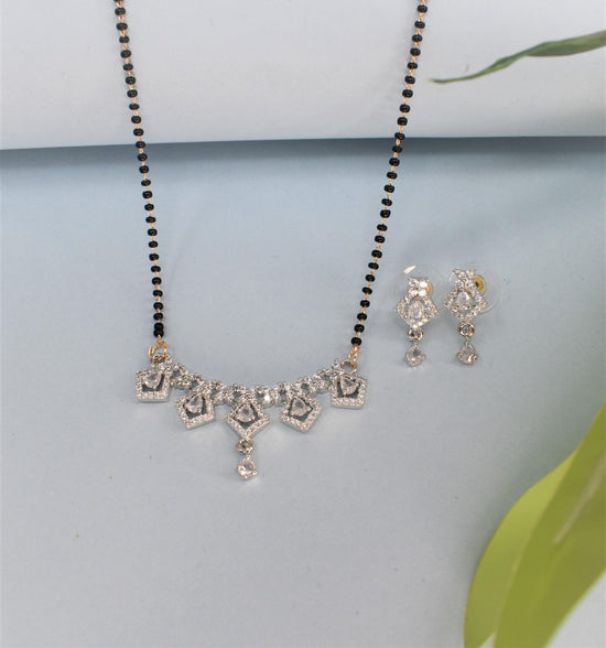 Exclusive Designer American Diamond Black Chain Mangalsutra - Steorra Jewels