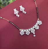 Exclusive Designer American Diamond Black Chain Mangalsutra - Steorra Jewels