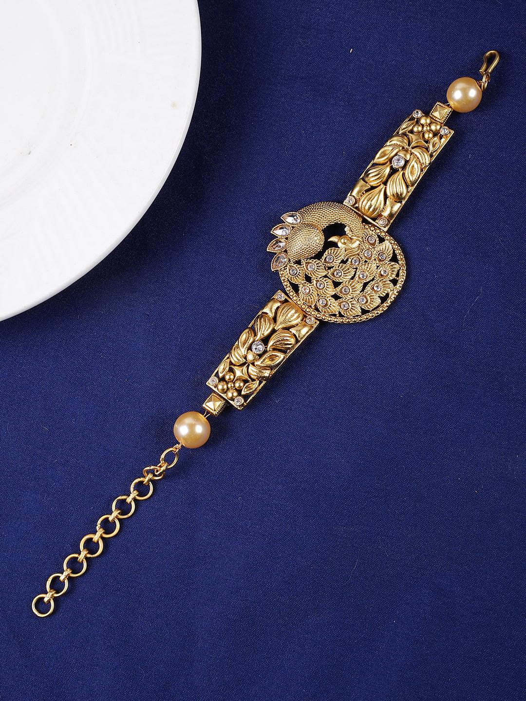 Exclusive Gold Plated Kundan Chain Bracelet - Steorra Jewels