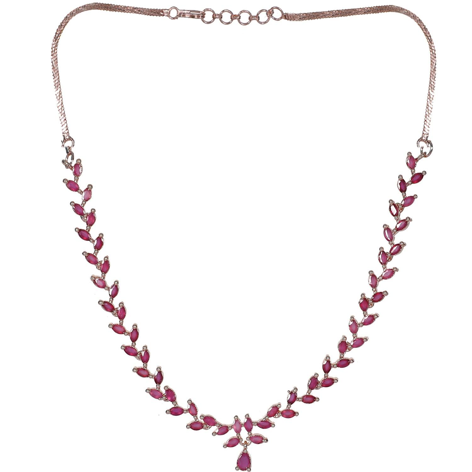 Exclusive Purple Stone American Diamond Long Necklace Set - Steorra Jewels