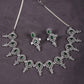 Exclusive Silver Green Stone American Diamond Choker Necklace Set - Steorra Jewels