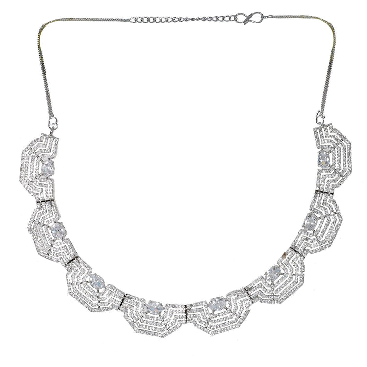 Exclusive White Stone American Diamond Choker Necklace Set - Steorra Jewels