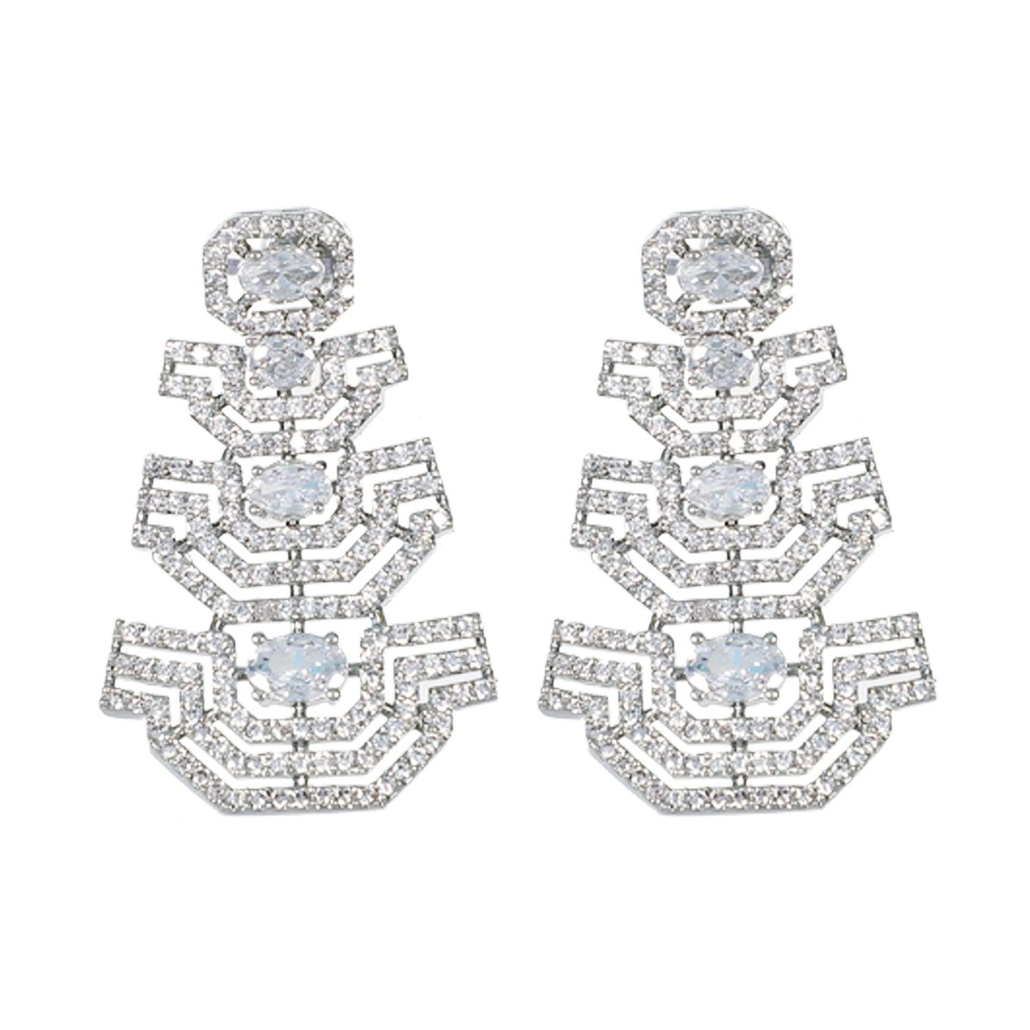 Exclusive White Stone American Diamond Choker Necklace Set - Steorra Jewels