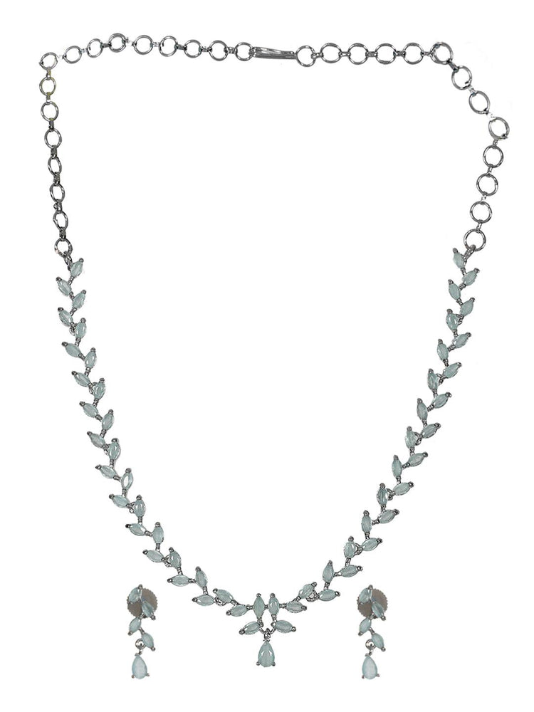 Exclusive White Stone American Diamond Long Necklace Set - Steorra Jewels