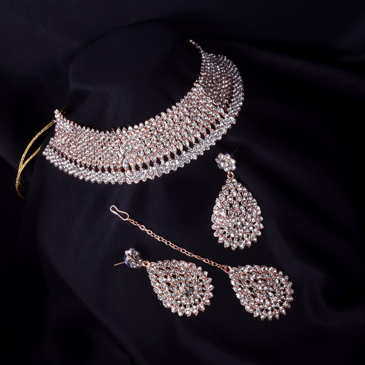 Exclusive Golden Stones American Diamond Necklace Set
