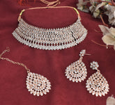 Exclusive White Stones American Diamond Necklace Set - Steorra Jewels
