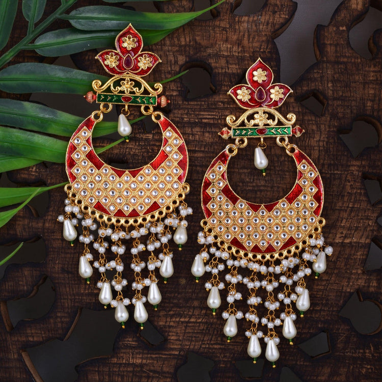 Floral Chand Style Jaipuri Traditional Earring for women and girl - Steorra Jewels