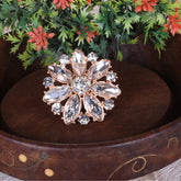Floral Inspired Golden Round Ring - Steorra Jewels
